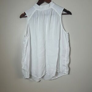 Cloth&Stone Blouse Women Medium White Sleeveless Mock Neck Tencel Anthropologie
